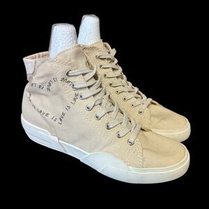 Dolce Vita Zest Ivory High Top Wedge Lace Up /Zip Sneakers Canvas Women’s 8